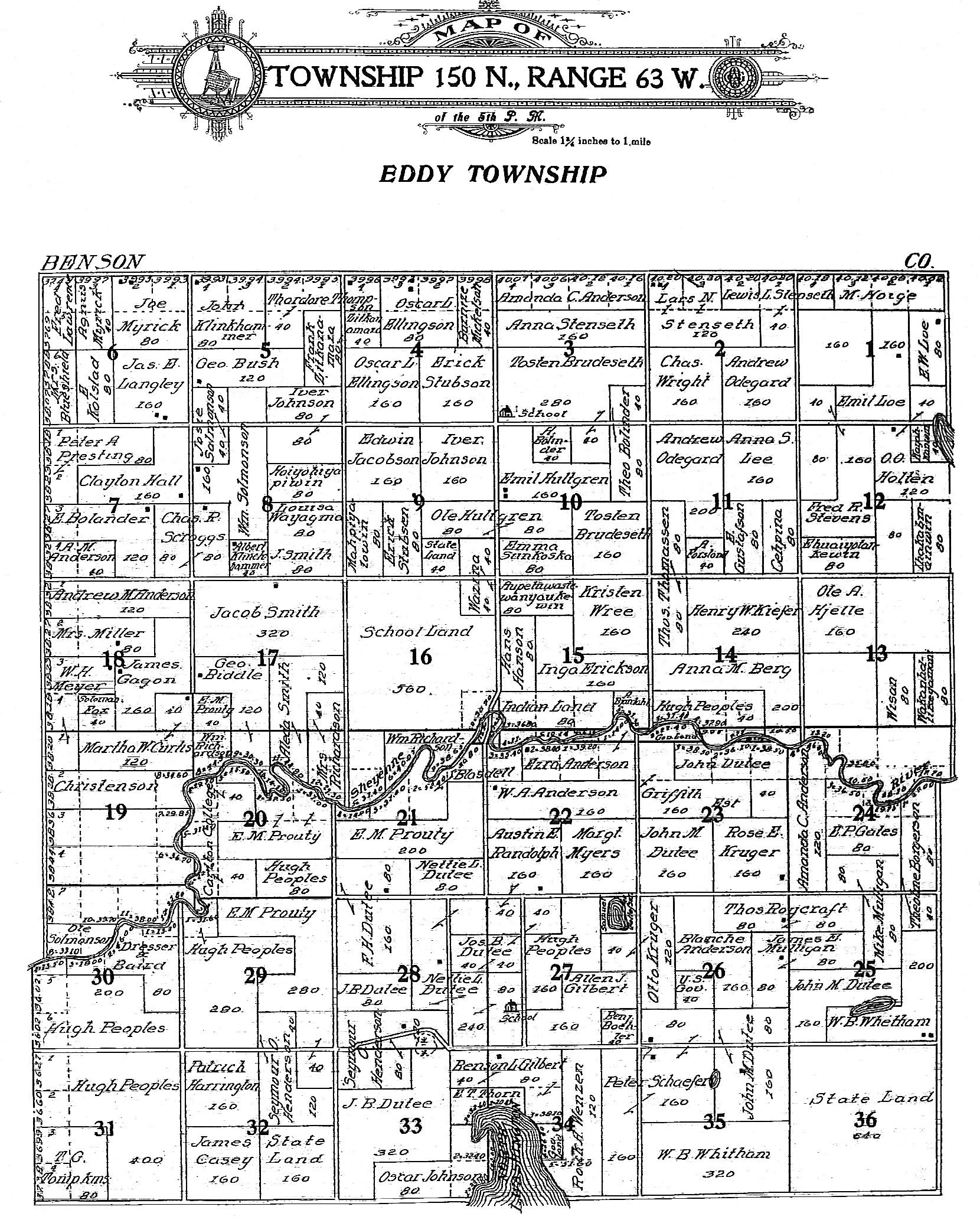 Map 2: Plat Map of Eddy Township, 1910
