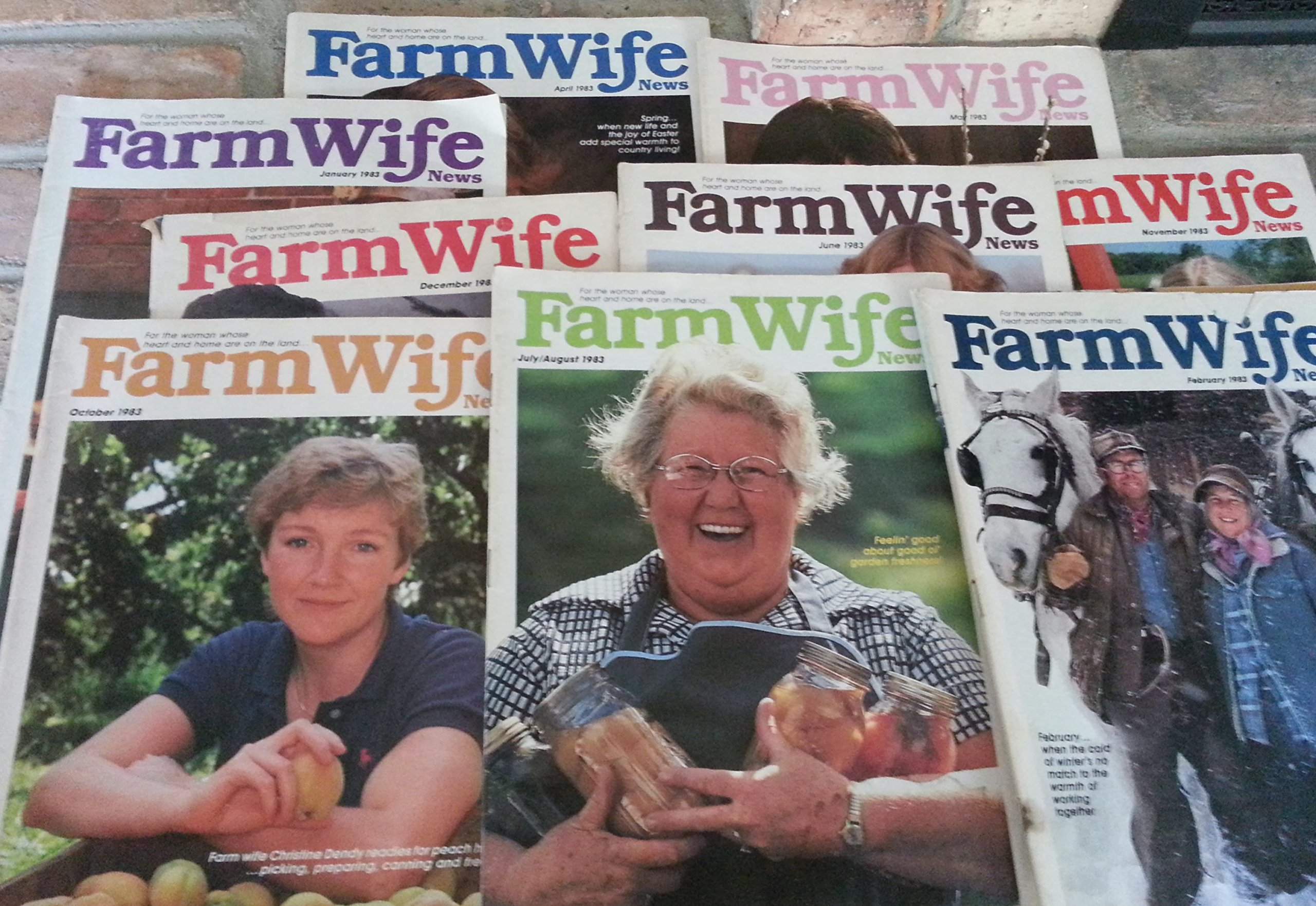 Farm Wife News Magazines - 8 Issues of the Year 1983 - January, April, May, June, July/August, October, November and December.